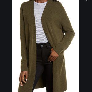 Madewell long green cardigan sweater